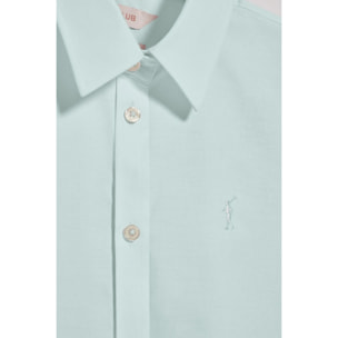 Camicia Oxford Regular fit color acquamarina con logo Rigby Go