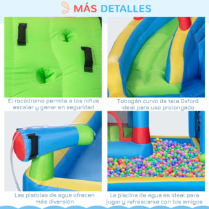 Castillo Hinchable Infantil con Tobogán Castillo Hinchable para Niños 3-8 Años con Cama de Salto Piscina Inflador y Bolsa de Transporte 390x300x197 cm Multicolor