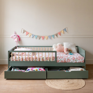 Lit pour enfant 190x90cm vert avec tiroirs ADAM