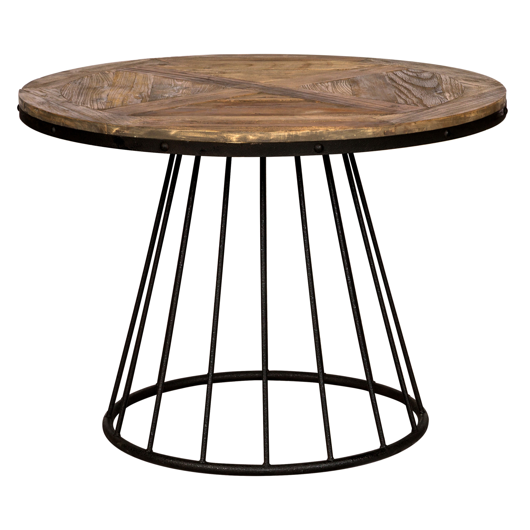 Table ronde 5 personnes en bois de cèdre et pied en métal D110 cm - Pralus