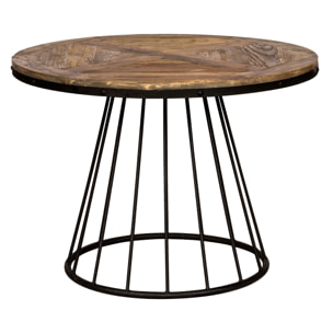 Table ronde 5 personnes en bois de cèdre et pied en métal D110 cm - Pralus