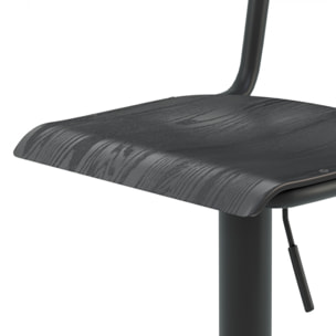 Lot de 2 chaises de bar réglables 60/80 cm en bois noir - Clem