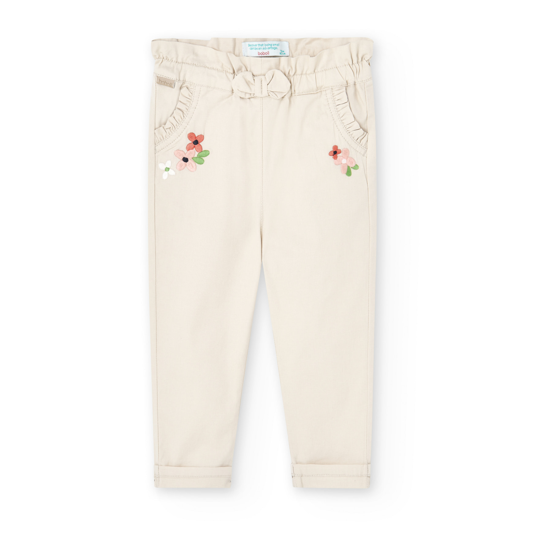 PantalÃ³n elÃ¡stico niÃ±a estampado, beige crema