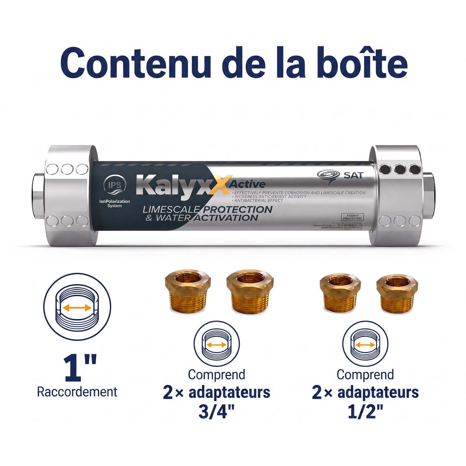 Alternative adoucisseur d'eau KalyxX Active 1"+3/4"+1/2" (IPSKXFRABG11234)