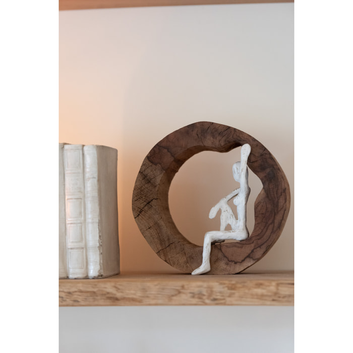 J-Line décoration Personnage Repos - bois - naturel/blanc - 2 pcs
