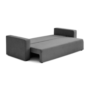 Topaze - canapé 3 places - convertible avec coffre - en tissu - Gris foncé