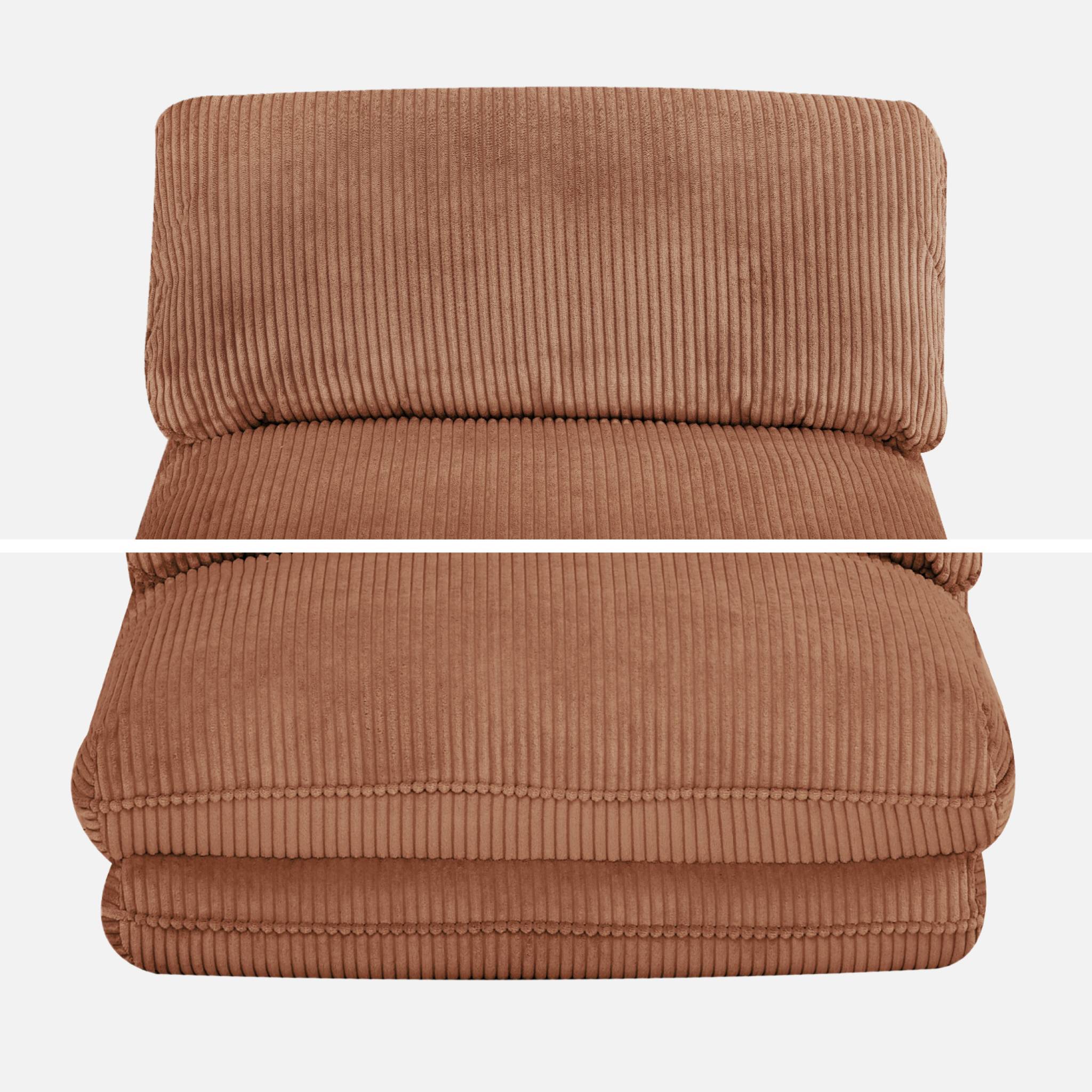 Chauffeuse matelas camel convertible velours côtelé grosse côte 1 place Cosy