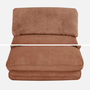 Chauffeuse matelas camel convertible velours côtelé grosse côte 1 place Cosy