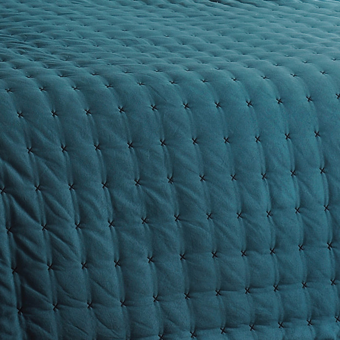 Jeté de lit matelassé et uni - Bleu