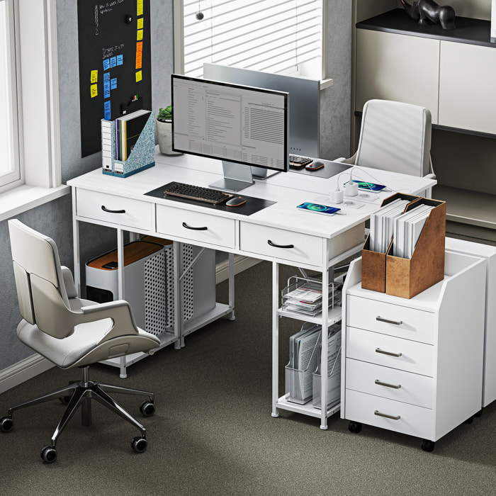 Bureau informatique multi-rangement 2 prises USB 2 prises secteur dim. 120 x 40 x 76 cm blanc