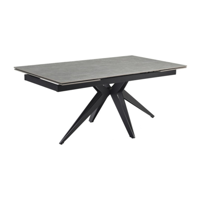 Table extensible céramique gris laqué 180/260cm - 8 piètements - UNIK