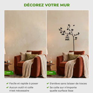 Stickers Muraux décoration adhésifs arbre et cage oiseau