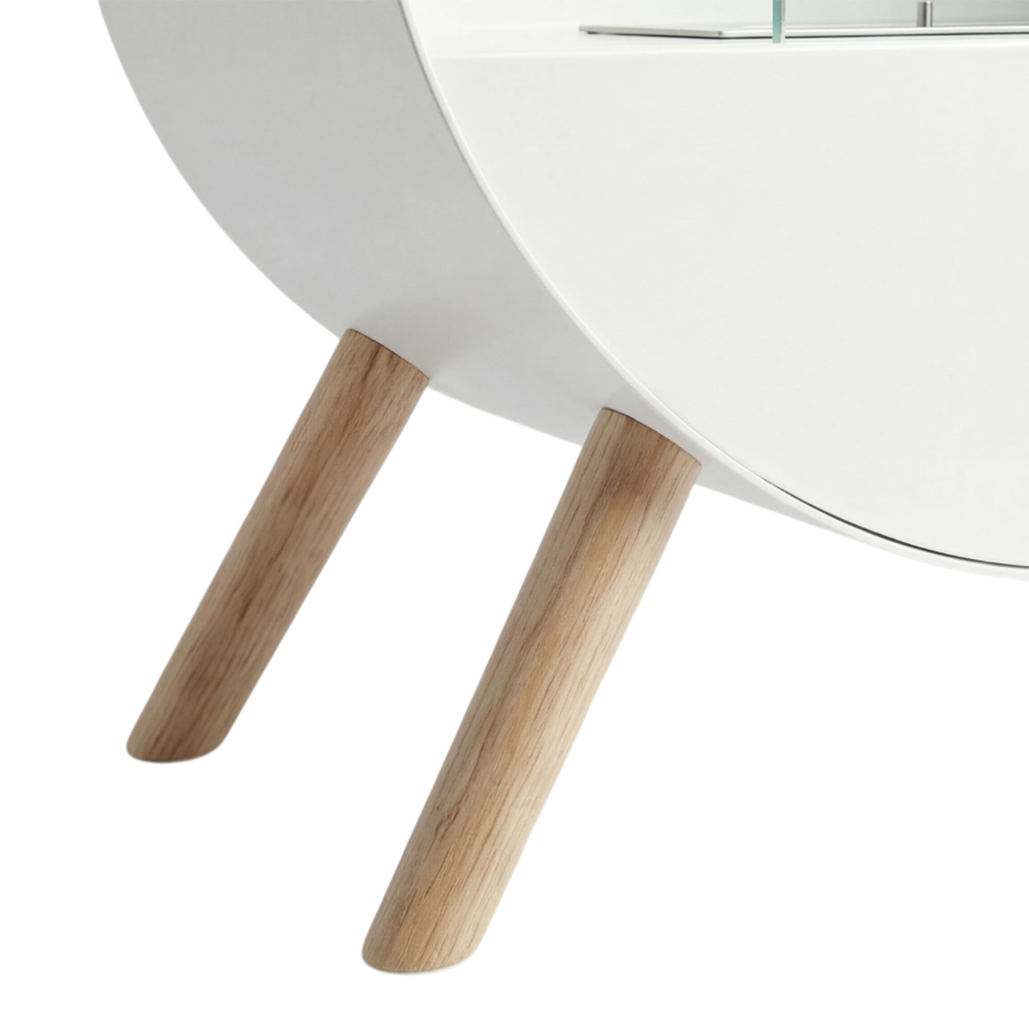 Venere - Camino a Bioetanolo da Pavimento 60x72x30 cm con Bruciatore 1 Litro e Piedi in Legno di Pino Bianco