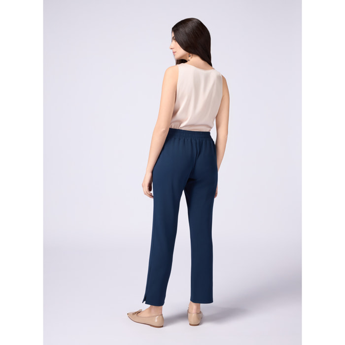 Oltre - Joggers soft touch con coulisse - Blu