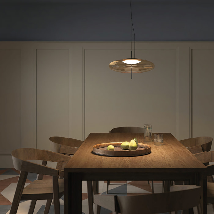 LEDS·C4 Plat - Lámpara Colgante de Techo LED 13W Regulable 2700K/3000K/4000K Ámbar