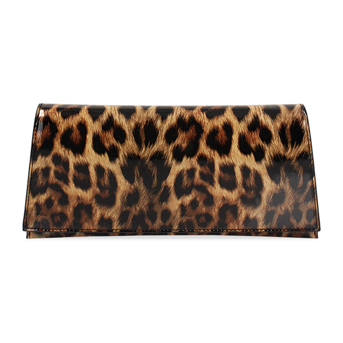 Pochette donna leopard in vernice
