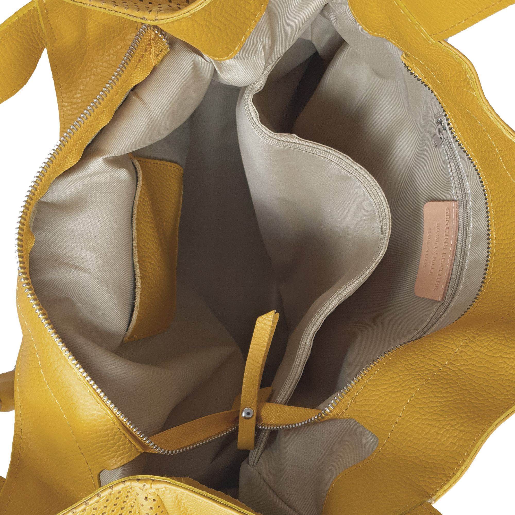 Chicca Borse Borsa a Mano Shopper Donna in Pelle Giallo