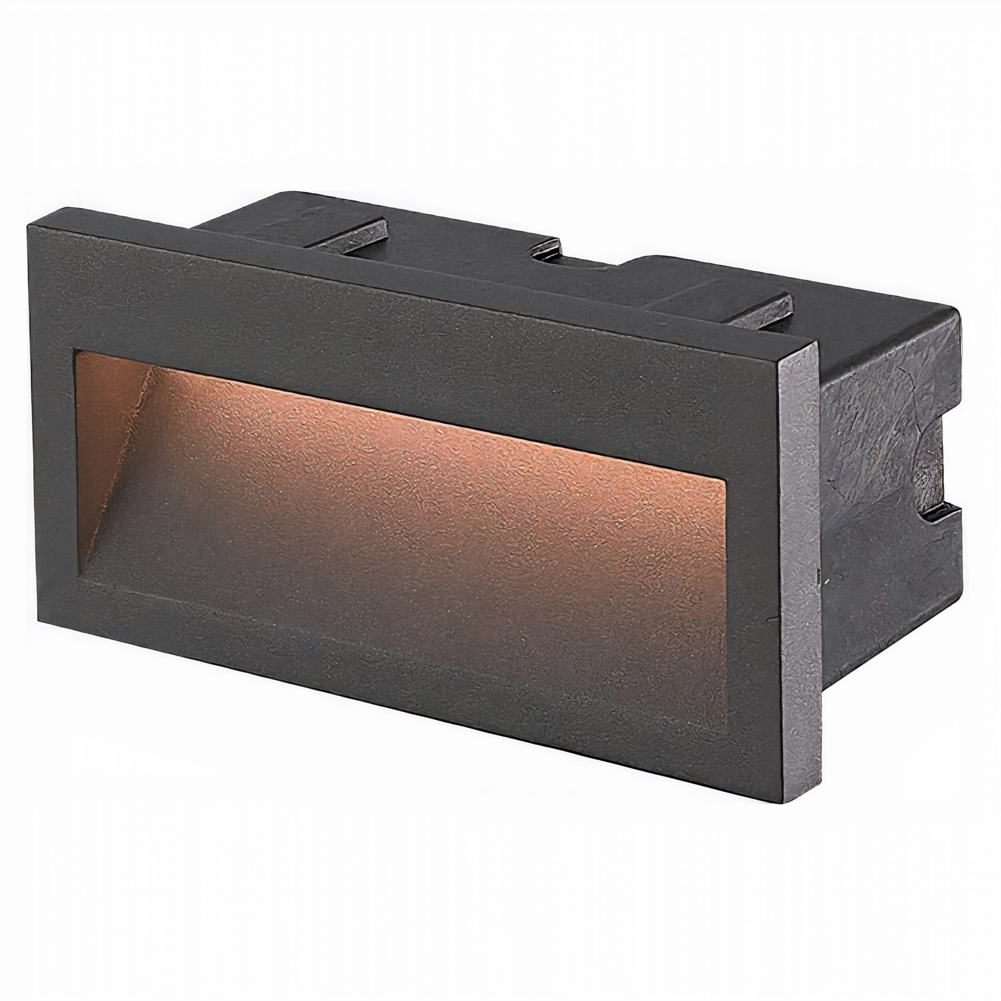 Medi empotrable de pared exterior rectangular con luz led blanco cálido 3000K en color gris urbano