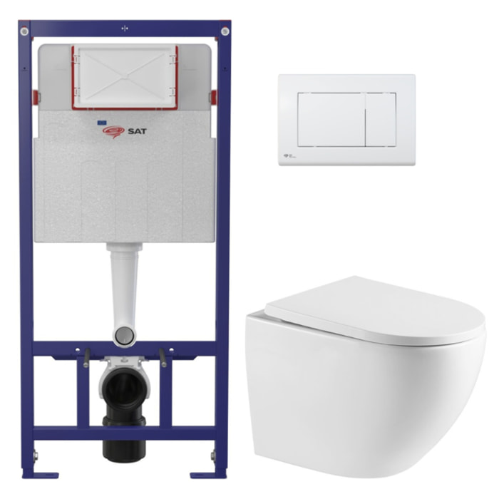 Pack WC bâti-support léger 112 cm ECO 2L Swiss Aqua Technologies + WC suspendu Swiss Aqua Technologies + plaque (STEST67WR01-IN)