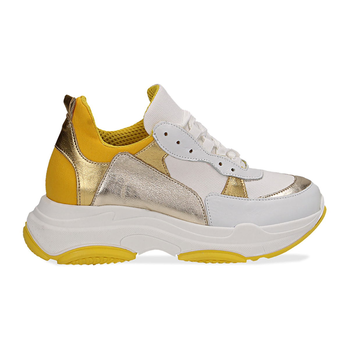 Dad shoes bianco/oro in pelle