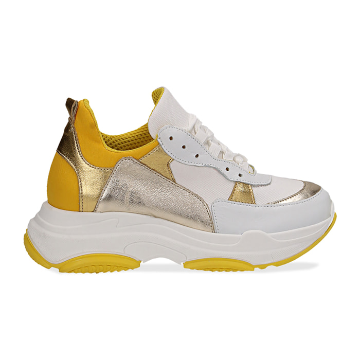 Dad shoes bianco/oro in pelle