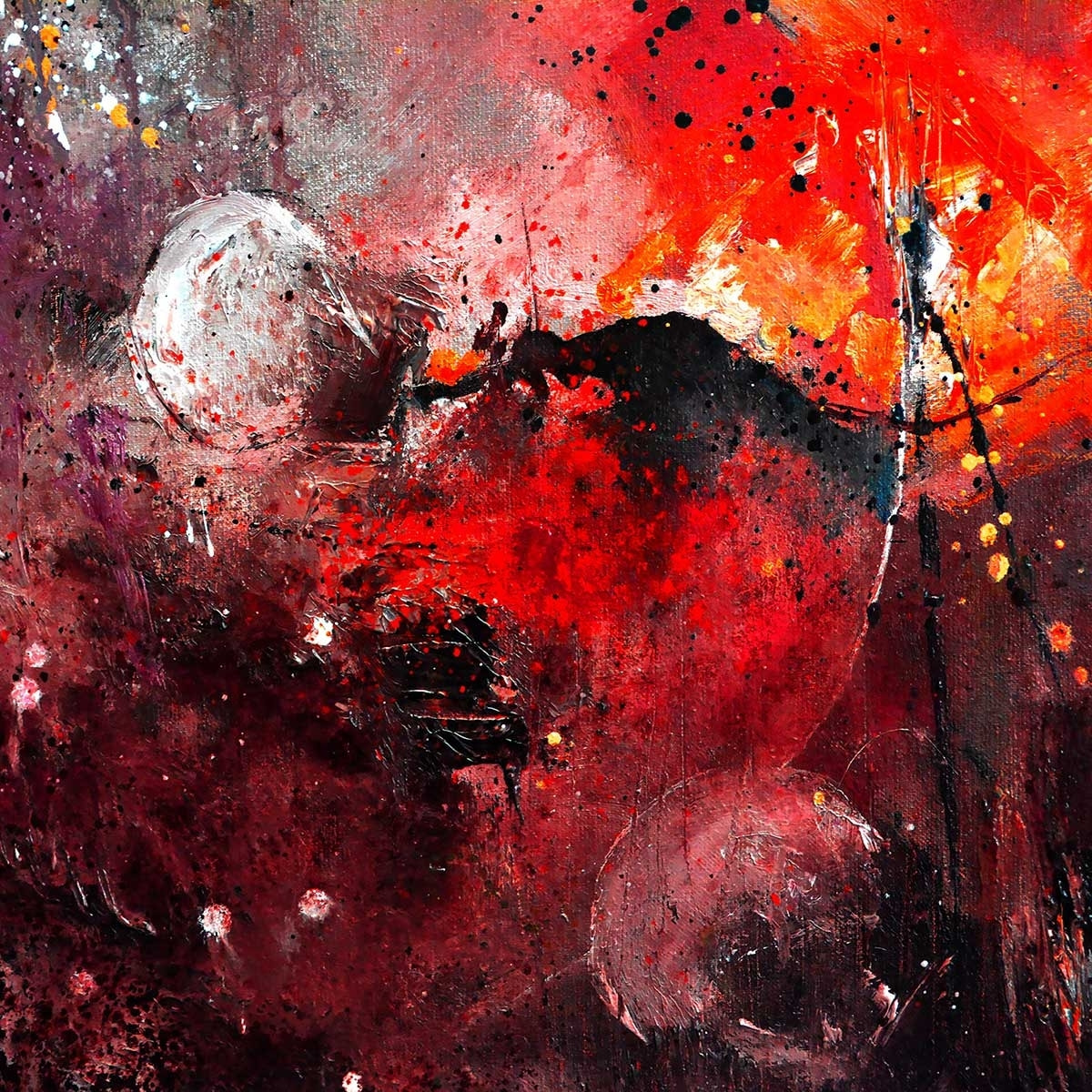 Tableau abstrait rouge galaxie Tableau alu Dibond