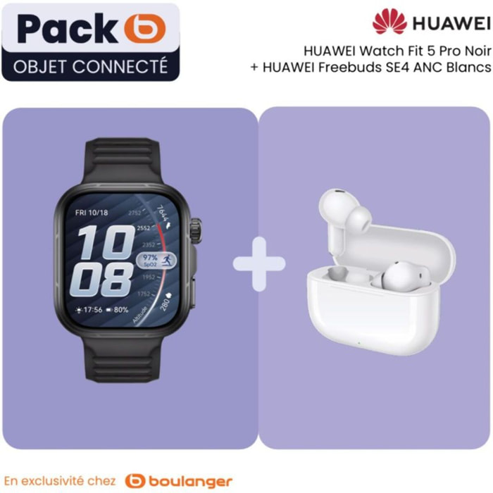 Montre connectée HUAWEI Pack Watch FIT 5 PRO noir+Freebuds SE 4