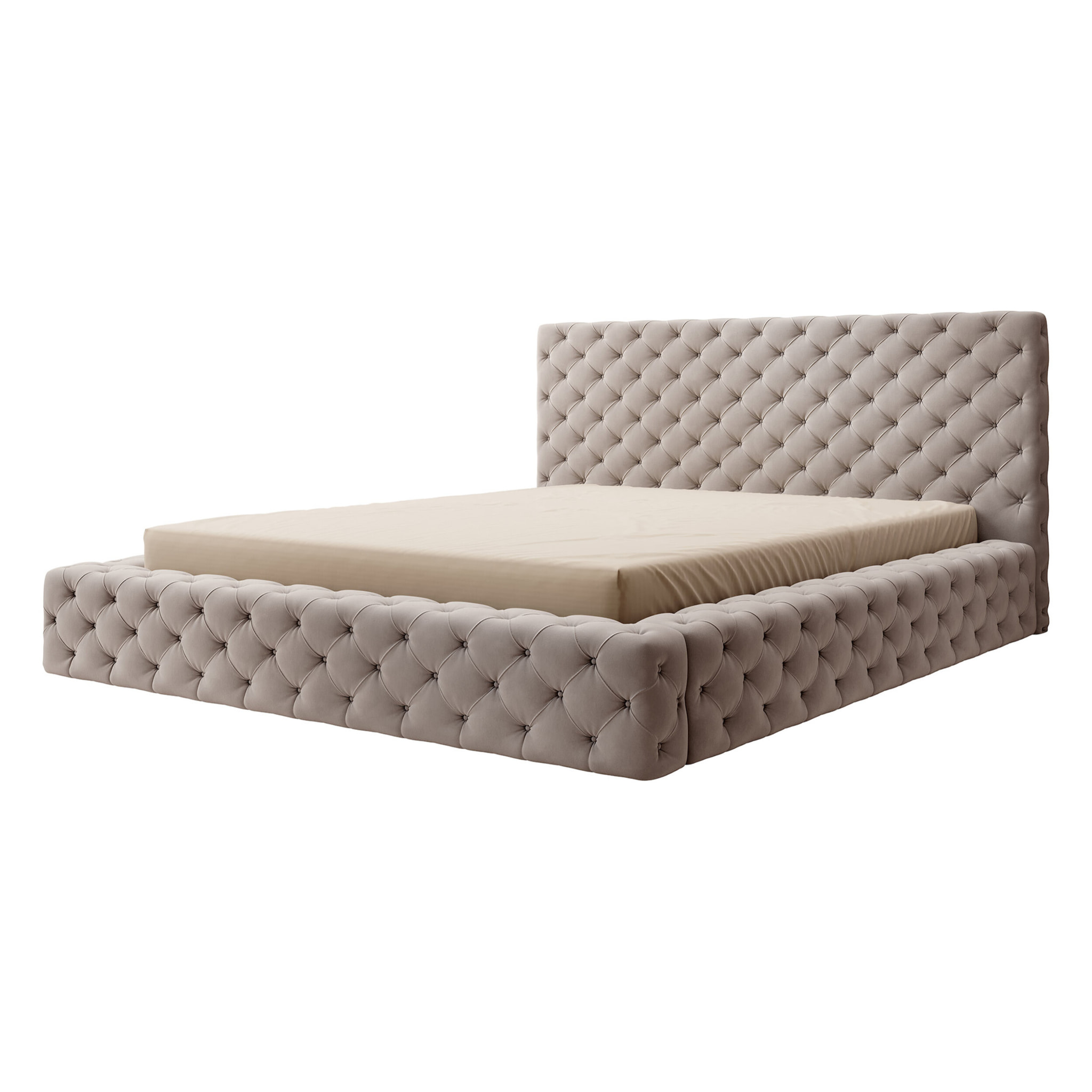 Christiana - lit coffre - 180x200 - sommier inclus - en velours - Taupe