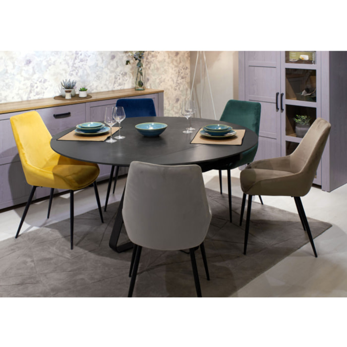 Table de repas extensible en céramique gris anthracite - 90/150 cm - GERMAIN