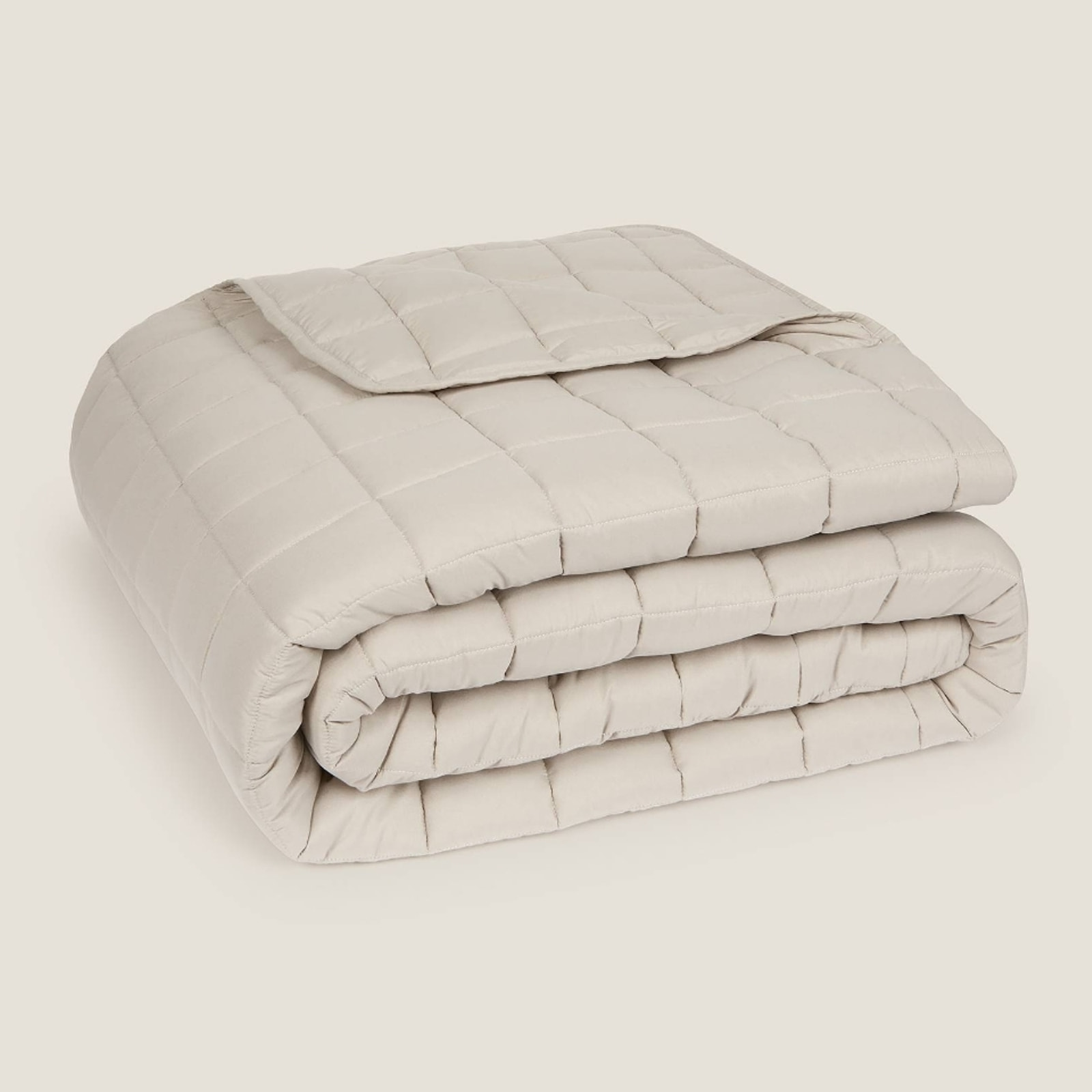 Colcha acolchada a cuadros de 10cm Micra color marron beige