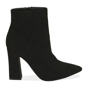 Botines negros de microfibra, tacón 10 cm.