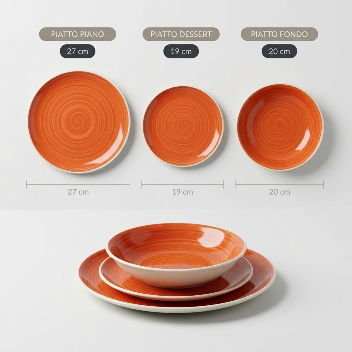 Servizio 18 piatti in ceramica - ARANCIONE