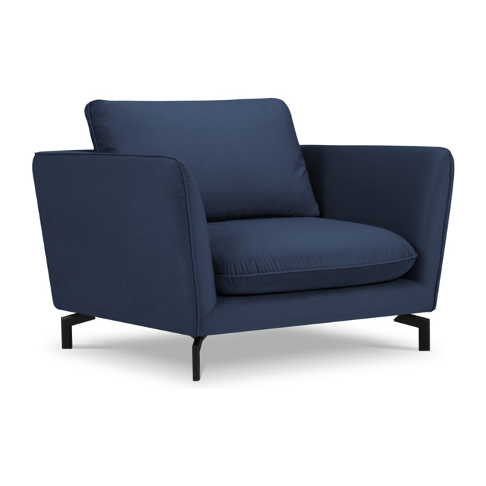 Fauteuil xl "Podium" en velours bleu roi