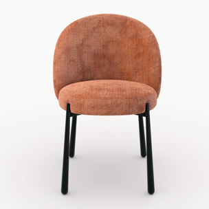 Lot de 2 chaises en velours chenillé terracotta et métal noir - Pulpy