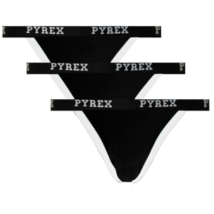 Tanga Donna Pyrex Cotone Bielastico Pacco da 3pz, Art.253800 Nero