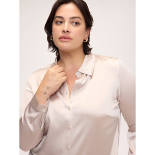Fiorella Rubino - Camicia in seta stretch con colletto classico - Rosa cipria