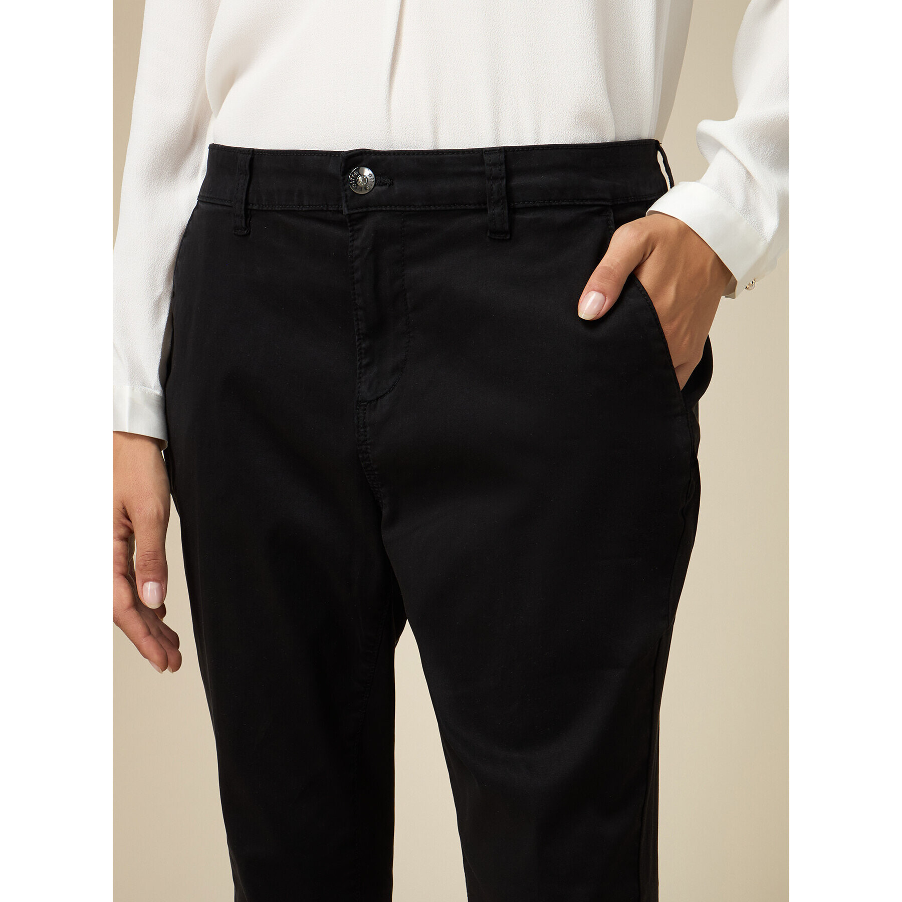 Oltre - Pantalón chinos con mezcla de tencel - Negro