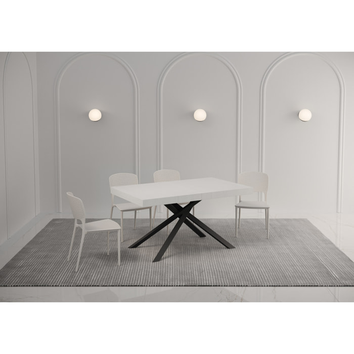 Table extensible 90x160/264 cm Karida Premium frêne blanc pieds anthracite