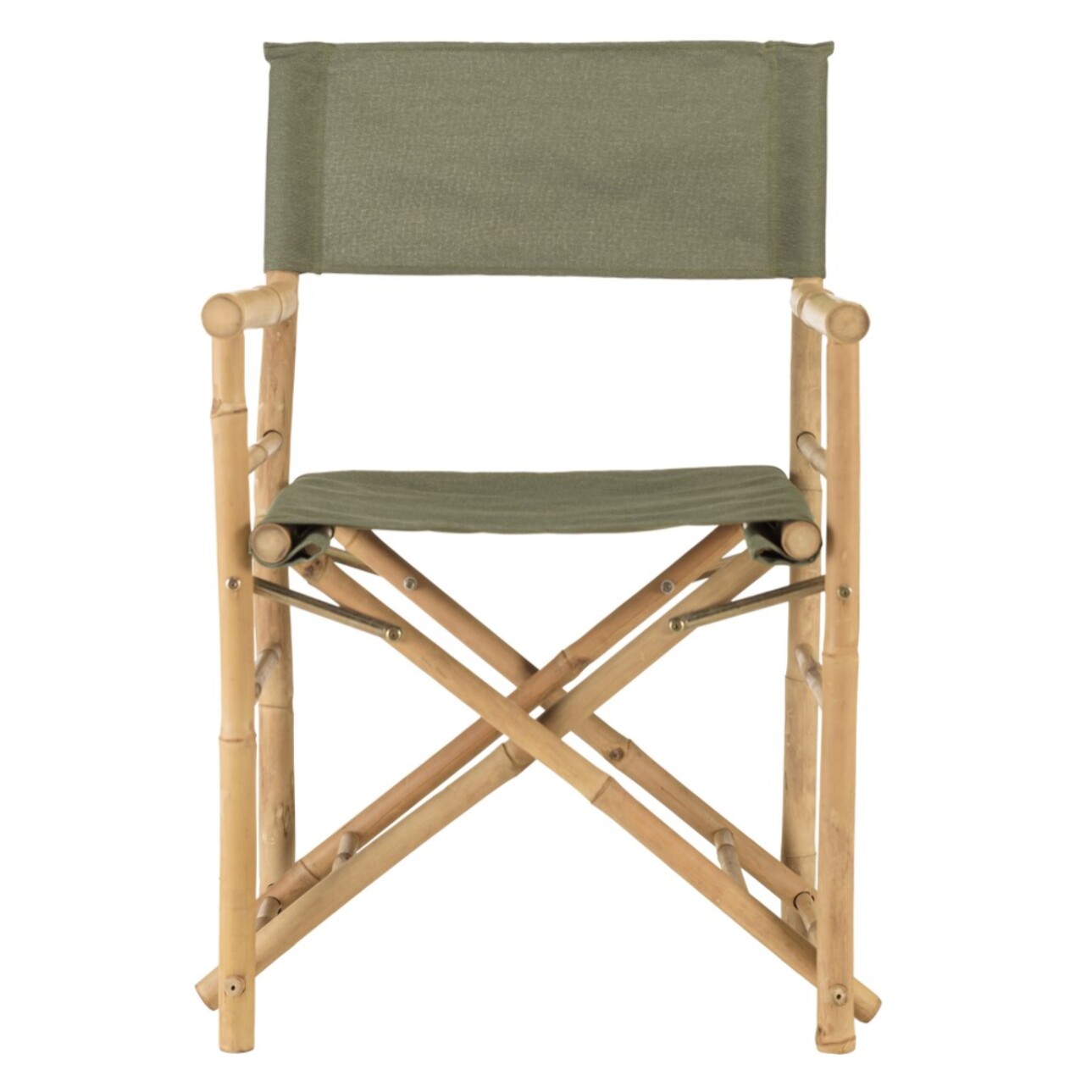 VITAL - Set de 2 fauteuils pliants bambou, dossier/assise en tissu vert