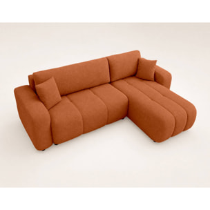 Nicole - canapé d'angle réversible 4 places convertible avec coffre en tissu - Rouille