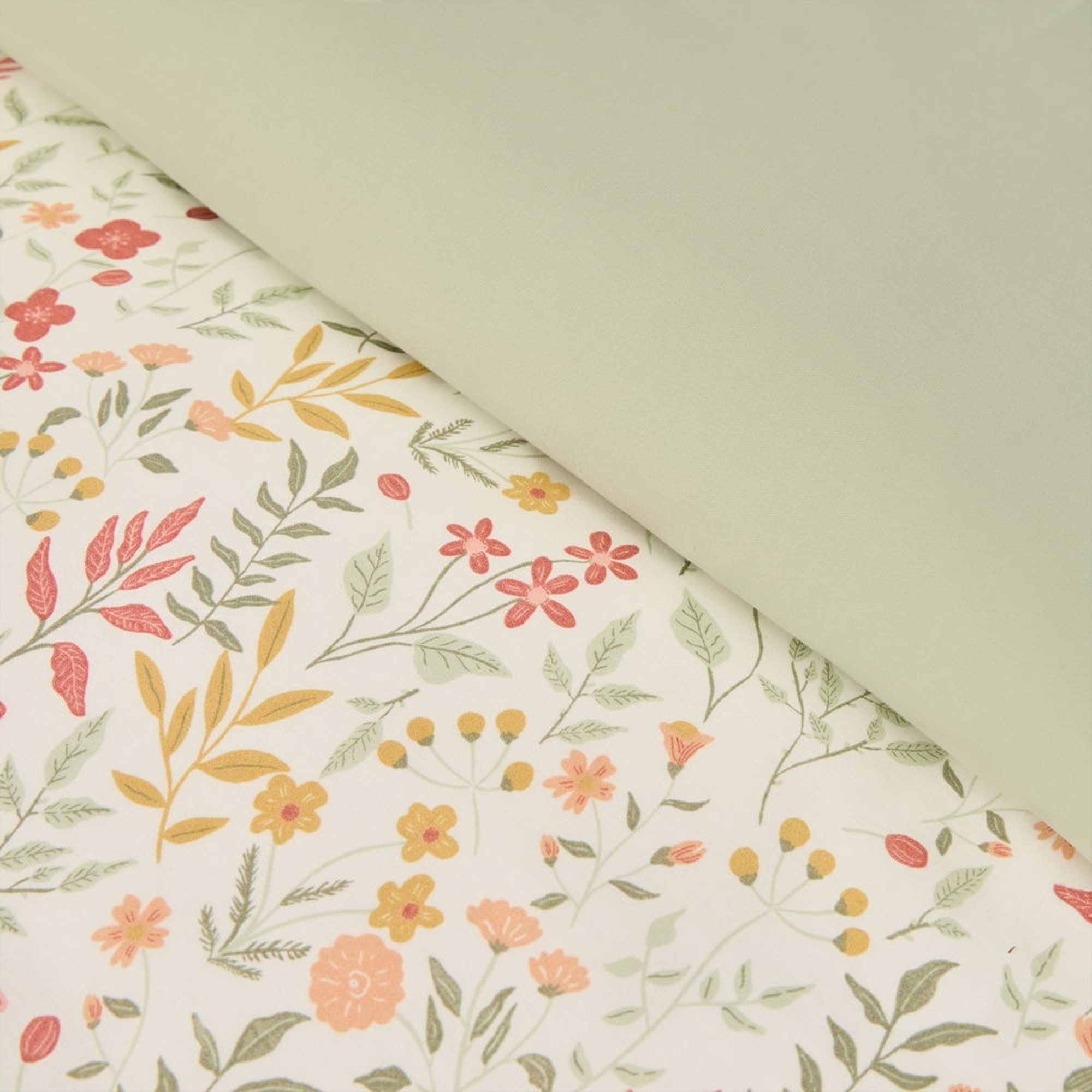 Funda nórdica de algodón percal 180 hilos flores Ferdu color verde 100% Algodón percal