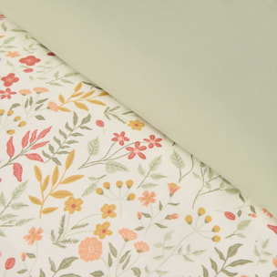 Funda nórdica de algodón percal 180 hilos flores Ferdu color verde 100% Algodón percal