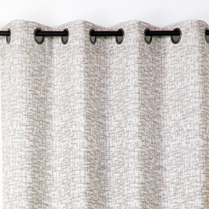 Rideau jacquard à oeillets  - Effet tweed - Marron Brun