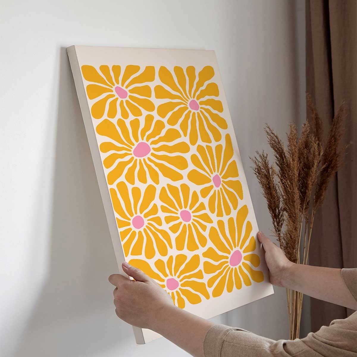 Tableau fleurs solaires stylisées Toile imprimée