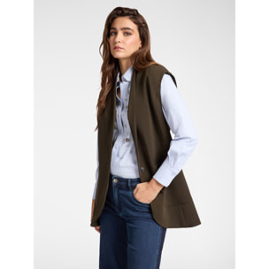 Elena Mirò - Blazer senza maniche in cady stretch - Verde militare