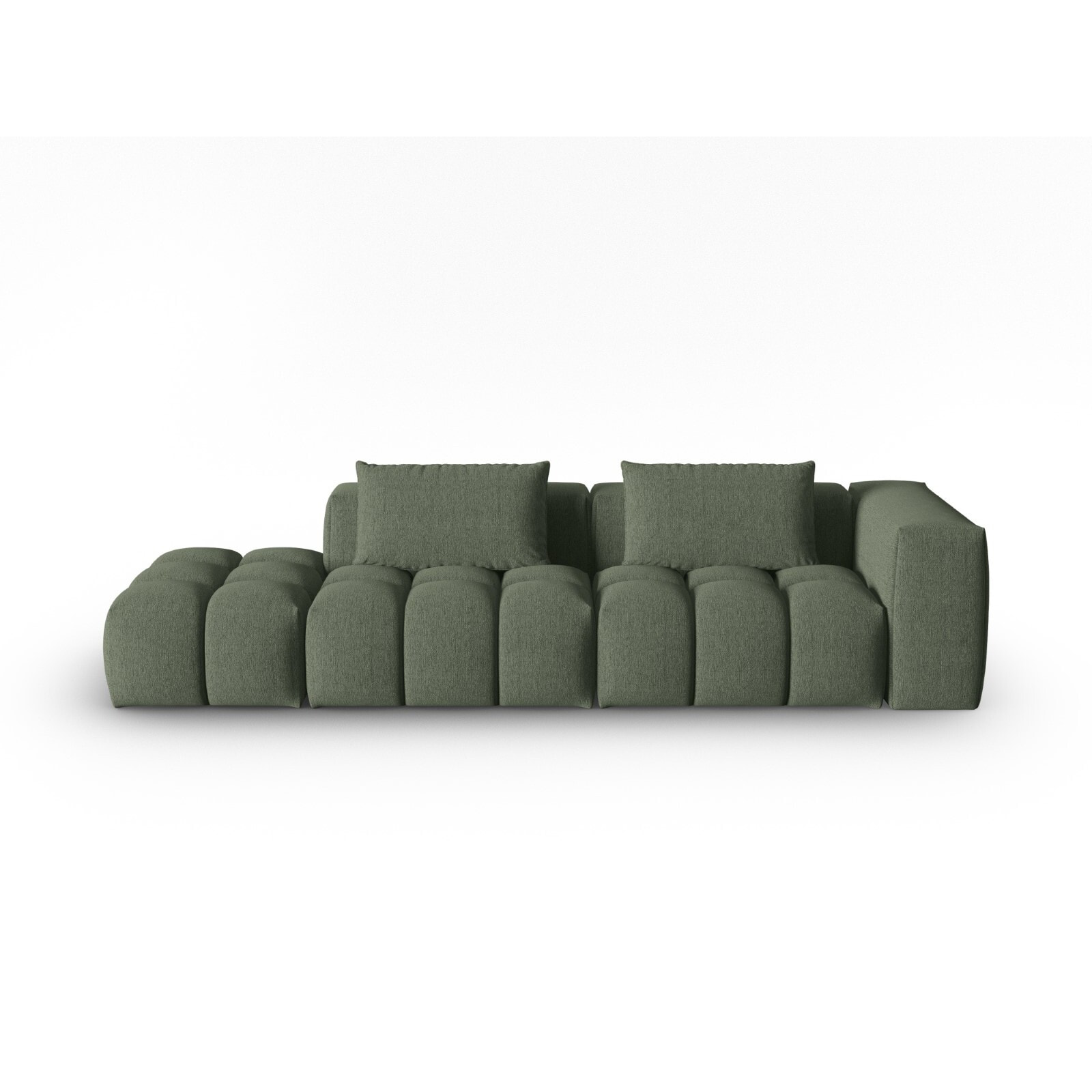 Canapé modulable gauche "Lorella" 3 places en tissu structurel vert olive foncé