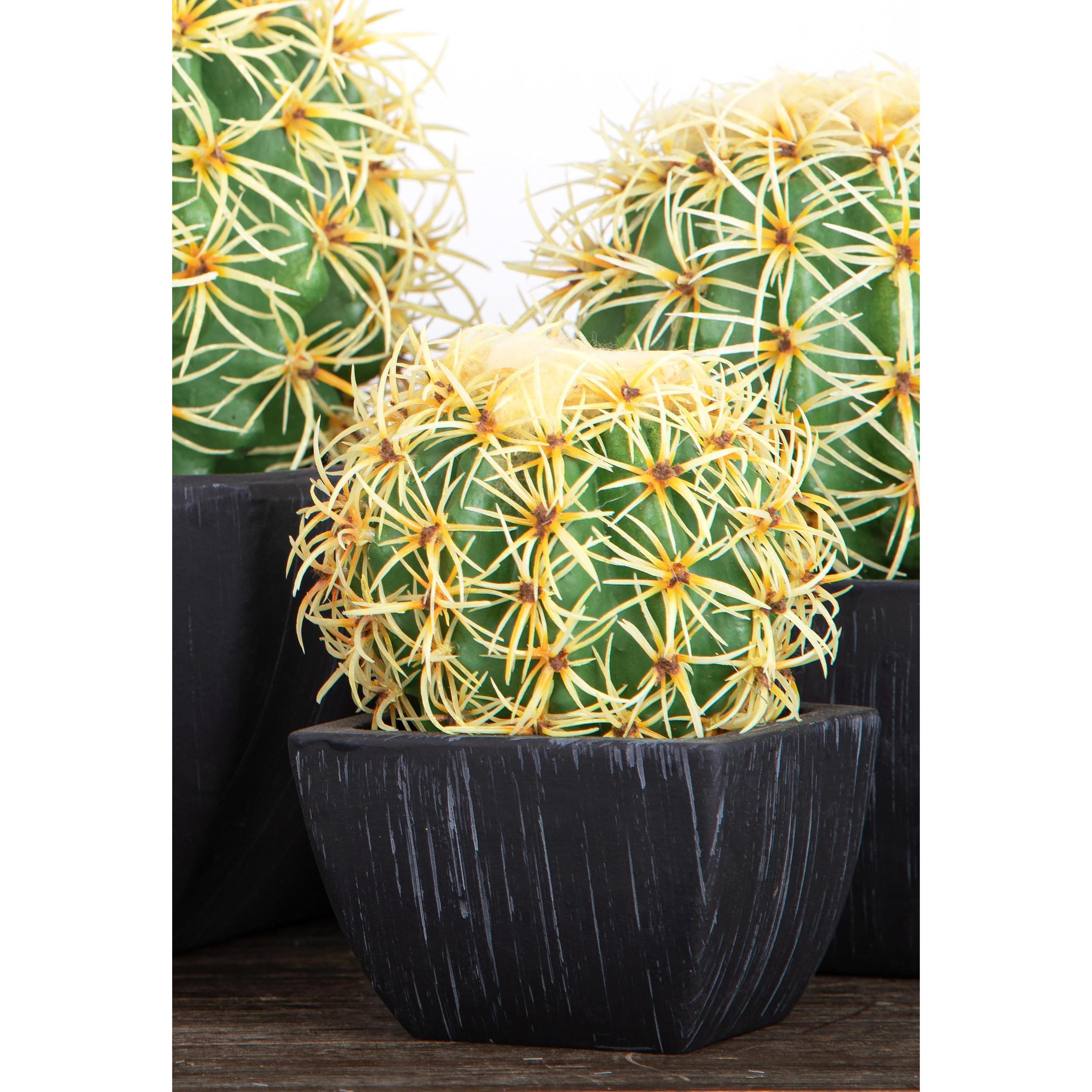 Cactus Con Vaso. Diametro 14 Cm - Pezzi 4 - 9,5X13,5X9,5cm - Colore: Verde - Bianchi Dino - Piante Artificiali