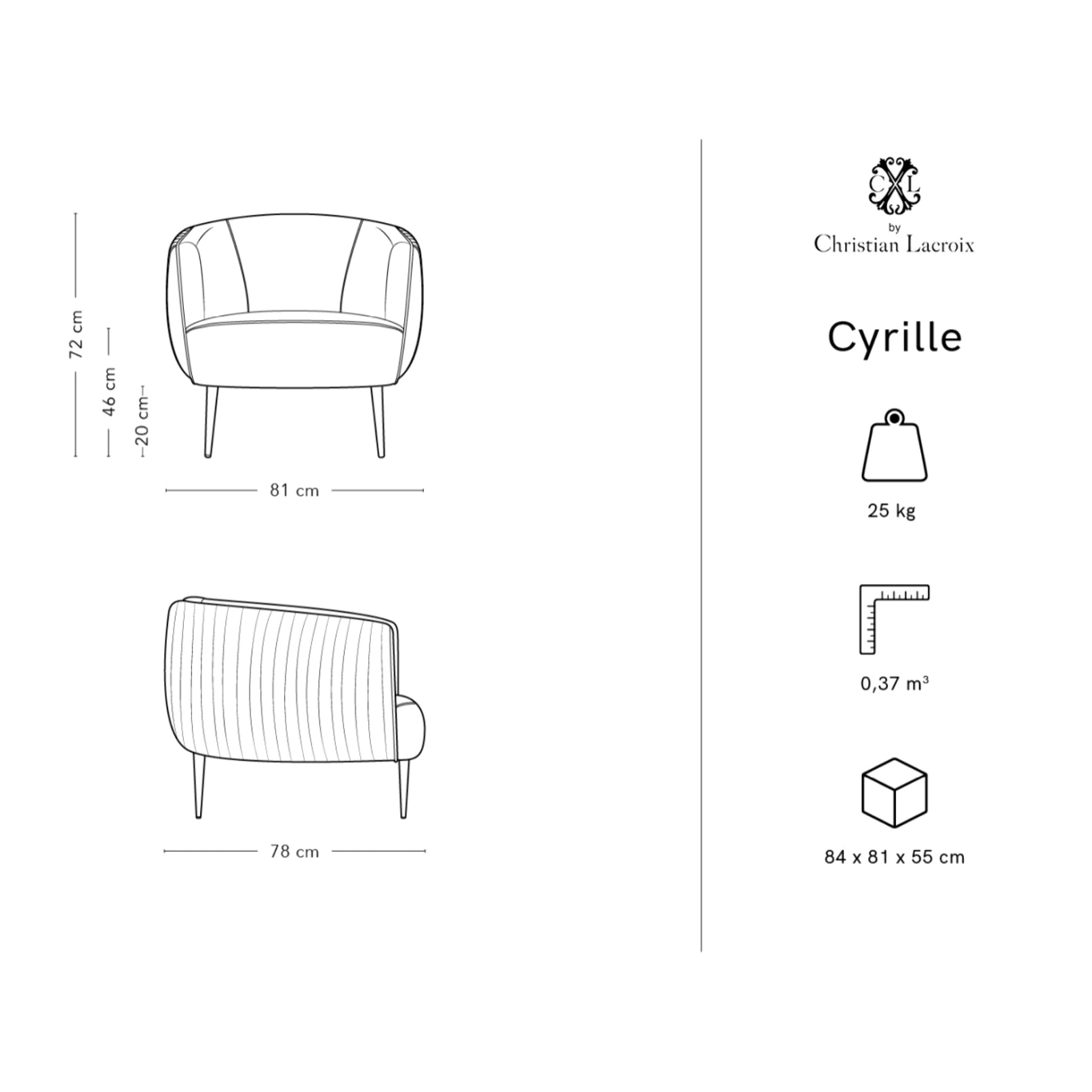 Fauteuil "Cyrille" en velours pourpre