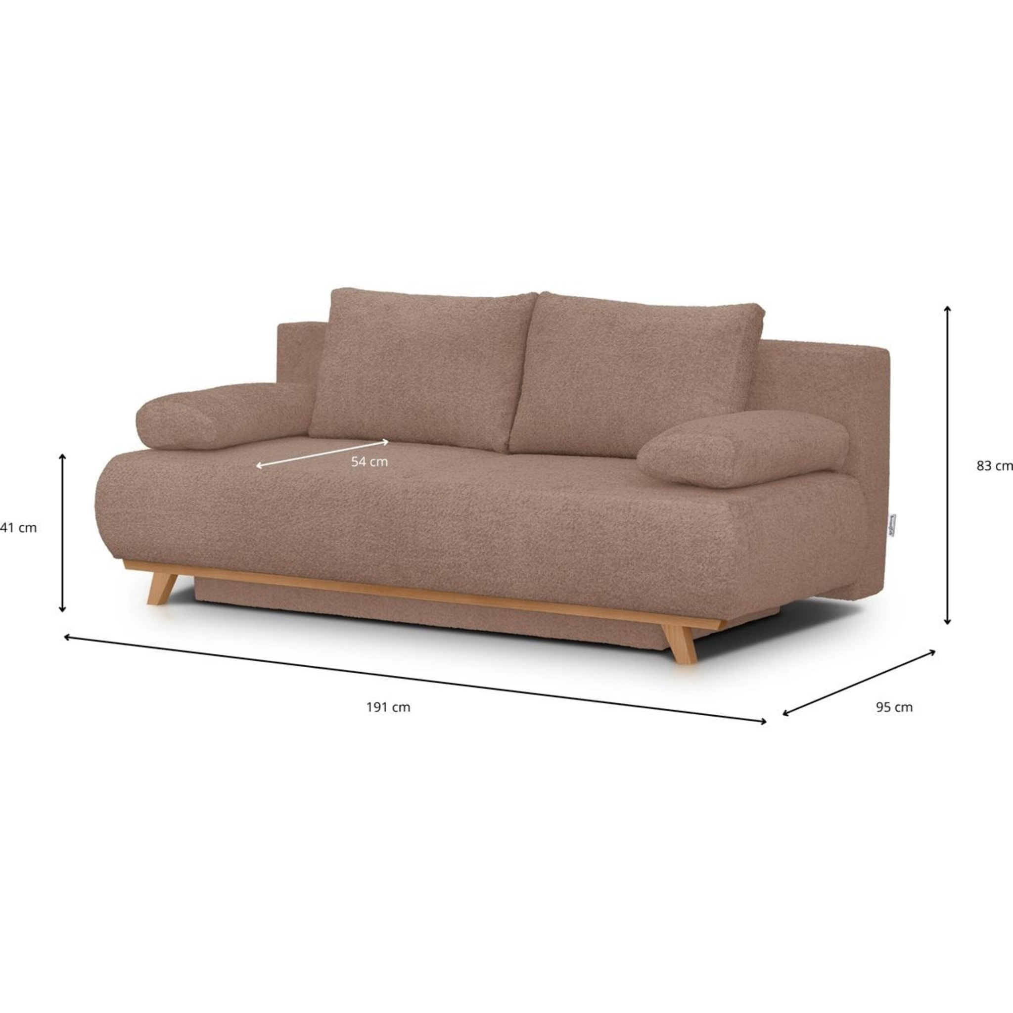 Canapé convertible 3 places en tissu bouclé - LARIA