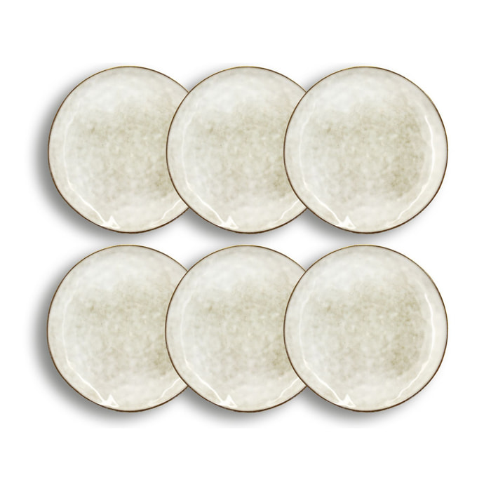Lot de 6 assiettes plates en grès gris 27,5cm BORAL